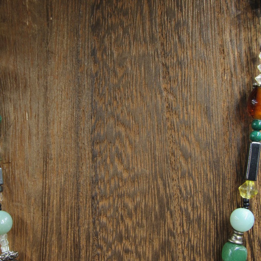 16" Sterling Silver Pearl Jade Chrysoprase Glass Necklace Vintage - Picture 2 of 7